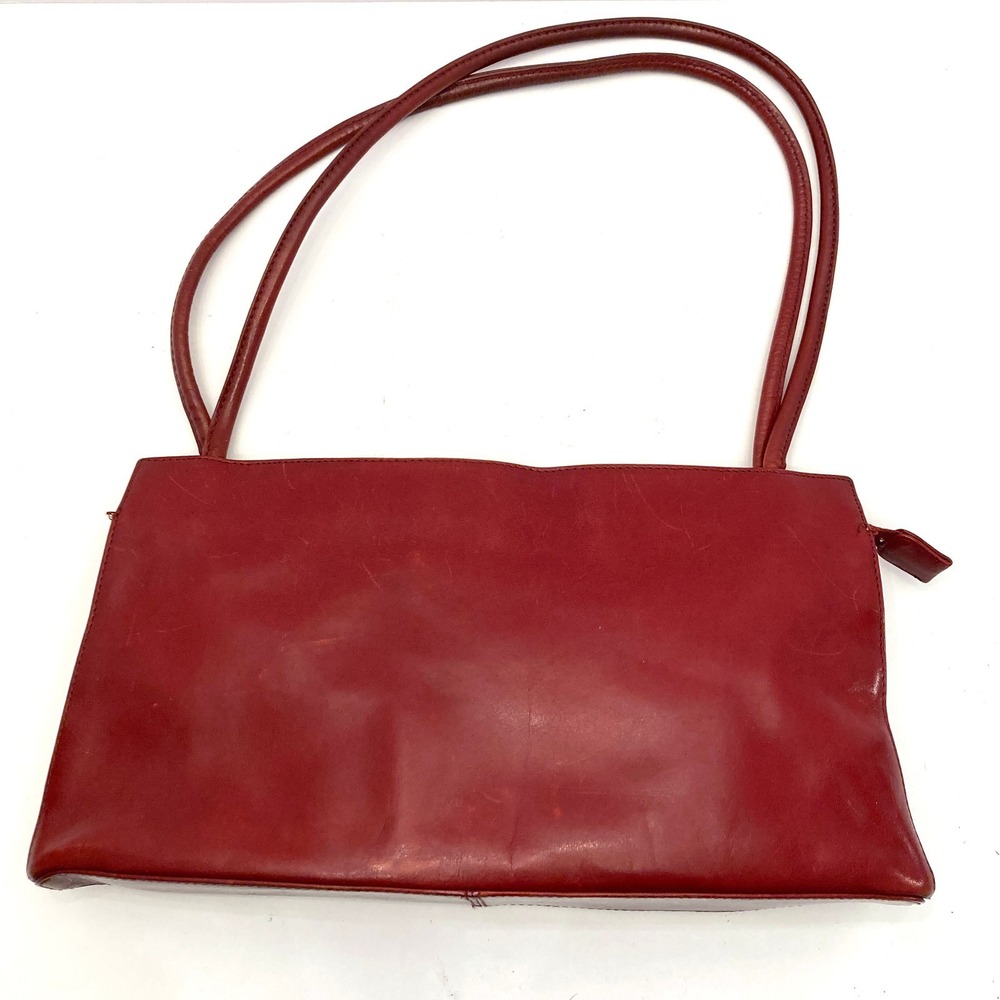HOBO International Red Leather Zipper Close Double Handles Shoulder Bag Purse